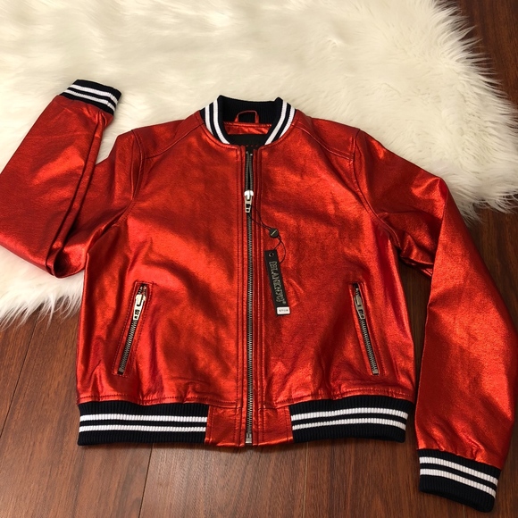Blank NYC Jackets & Blazers - Blank NYC Bomber Jacket Metallic Red, Size S